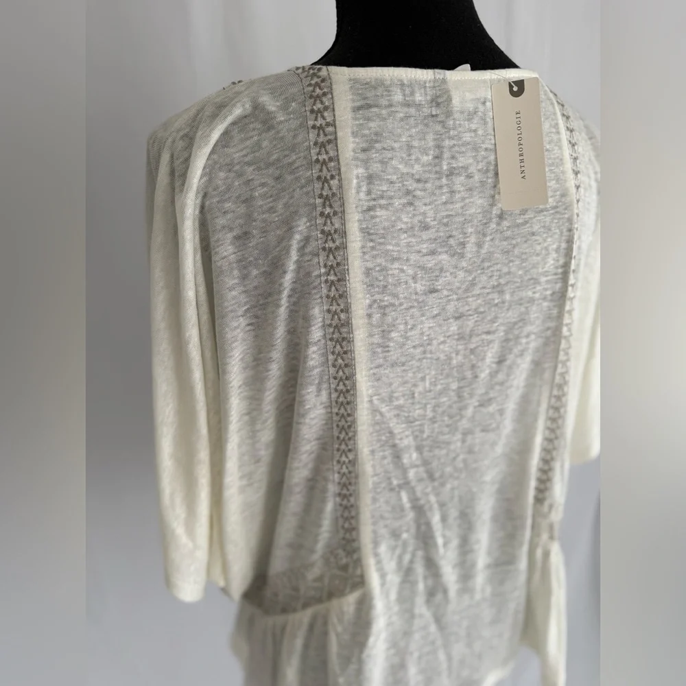 NWT Akemi + Kin Anthropologie Embroidered Linen Dolman Top Size S - Picture 9 of 10